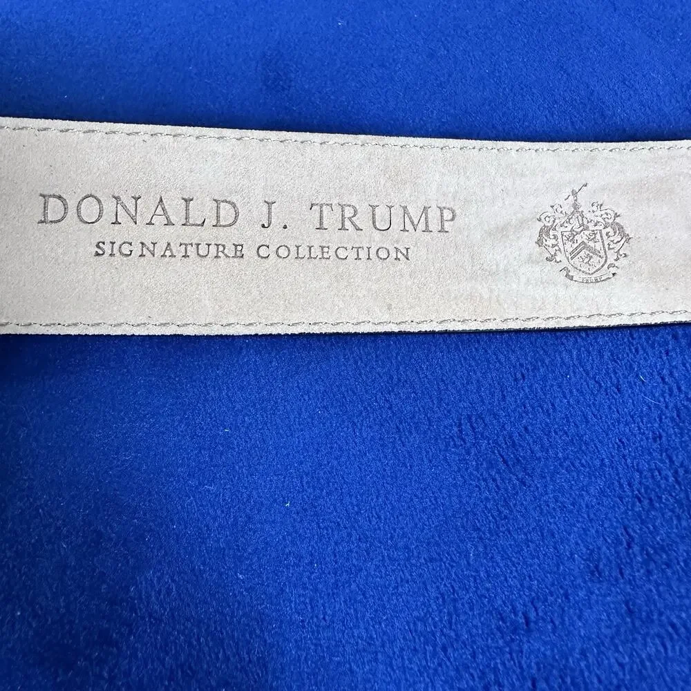 Donald Trump Belt Men 40 Leather silver Buckle Suede interior excellent